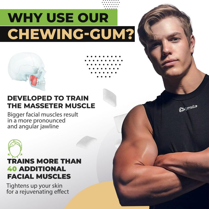 Jawliner® - Pioneers the Toughest Handmade 15x Harder Jawline Gum Includes 12 Weeks Coaching - Sugar-Free Ginger Lime Hard Gum - Jawline Exerciser for Mewing - Chewing Gum Shaping Jaw (2 Months Pack) - Image 2